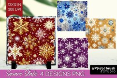 Snowflakes Slate PNG - Christmas Square Slate Sublimation Product Image 1