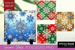 Snowflakes Slate PNG - Christmas Square Slate Sublimation Product Image 1