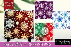Snowflakes Slate PNG - Christmas Square Slate Sublimation Product Image 1