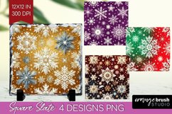 Snowflakes Slate PNG - Christmas Square Slate Sublimation Product Image 1