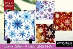 Snowflakes Slate PNG - Christmas Square Slate Sublimation Product Image 1