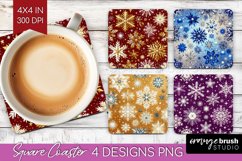 Snowflakes Square Coaster - Christmas Coaster PNG Product Image 1