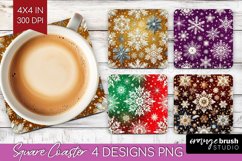 Snowflakes Square Coaster - Christmas Coaster PNG Product Image 1