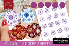 Snowflakes Round Sticker - Christmas Printable Sticker Sheet Product Image 1