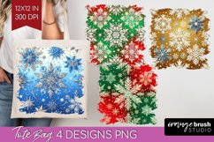 Snowflakes Tote Bag - Christmas Tote Bag PNG Sublimation Product Image 1