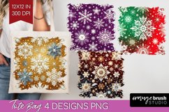 Snowflakes Tote Bag - Christmas Tote Bag PNG Sublimation Product Image 1