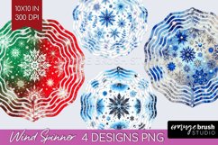 Snowflakes Wind Spinner Sublimation PNG - Christmas Round Product Image 1