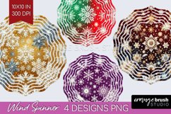 Snowflakes Wind Spinner Sublimation PNG - Christmas Round Product Image 1