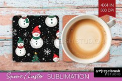 Snowman Square Coaster - Cute Christmas Coaster PNG Product Image 1