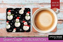 Snowman Square Coaster - Cute Christmas Coaster PNG Product Image 1