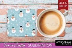 Snowman Square Coaster - Cute Christmas Coaster PNG Product Image 1