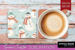 Snowman Square Coaster - Cute Christmas Coaster PNG Product Image 1