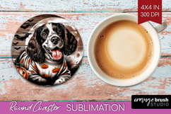 Spaniel Dog Round Coaster Halloween Coaster PNG Sublimation Product Image 1