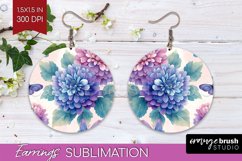 Spring Blossom Round Earrings - Flowers PNG Sublimation Product Image 1