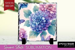 Spring Blossom Slate PNG - Flowers Square Slate Sublimation Product Image 1