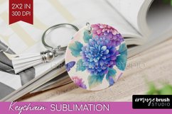 Spring Blossom Keychain PNG - Flowers Keychain Sublimation Product Image 1