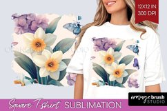 Spring Blossom Square Tshirt Background - Flowers PNG Product Image 1