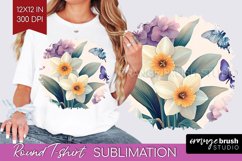 Spring Blossom Round Tshirt Background - Flowers PNG Product Image 1