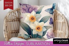 Spring Blossom Pillow Sublimation - Flowers Pillow Cover PNG Product Image 1
