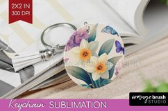 Spring Blossom Keychain PNG - Flowers Keychain Sublimation Product Image 1