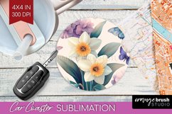 Spring Blossom Car Coaster - Flowers Coaster PNG Sublimation Product Image 1