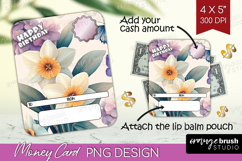 Happy Birthday Money Card PNG - Flowers Money Card Holder Product Image 1