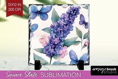 Spring Blossom Slate PNG - Flowers Square Slate Sublimation Product Image 1