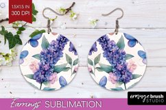 Spring Blossom Round Earrings - Flowers PNG Sublimation Product Image 1