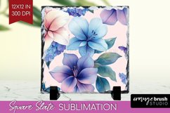 Spring Blossom Slate PNG - Flowers Square Slate Sublimation Product Image 1