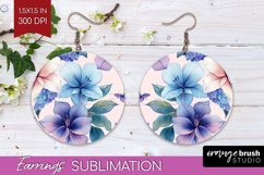 Spring Blossom Round Earrings - Flowers PNG Sublimation Product Image 1