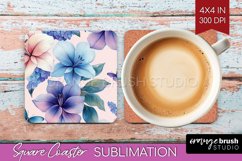 Spring Blossom Square Coaster - Flowers Coaster PNG Product Image 1