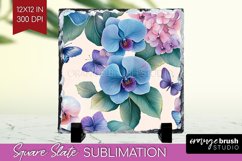 Spring Blossom Slate PNG - Flowers Square Slate Sublimation Product Image 1