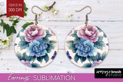 Spring Blossom Round Earrings - Flowers PNG Sublimation Product Image 1