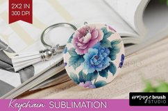 Spring Blossom Keychain PNG - Flowers Keychain Sublimation Product Image 1