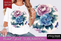 Spring Blossom Round Tshirt Background - Flowers PNG Product Image 1