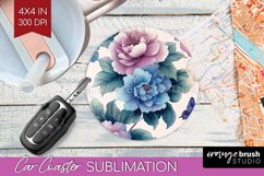 Spring Blossom Car Coaster - Flowers Coaster PNG Sublimation Product Image 1