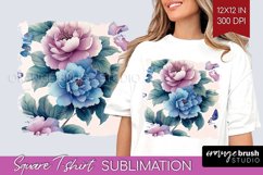 Spring Blossom Square Tshirt Background - Flowers PNG Product Image 1