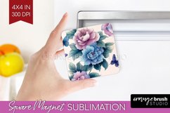 Spring Blossom Magnet Sublimation - Flowers Square Magnet Product Image 1