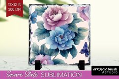 Spring Blossom Slate PNG - Flowers Square Slate Sublimation Product Image 1