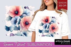 Spring Blossom Square Tshirt Background - Flowers PNG Product Image 1