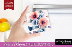 Spring Blossom Magnet Sublimation - Flowers Square Magnet Product Image 1