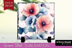 Spring Blossom Slate PNG - Flowers Square Slate Sublimation Product Image 1