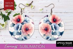 Spring Blossom Round Earrings - Flowers PNG Sublimation Product Image 1