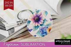 Spring Blossom Keychain PNG - Flowers Keychain Sublimation Product Image 1