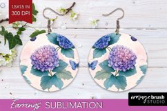 Spring Blossom Round Earrings - Flowers PNG Sublimation Product Image 1