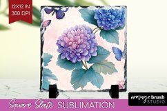 Spring Blossom Slate PNG - Flowers Square Slate Sublimation Product Image 1