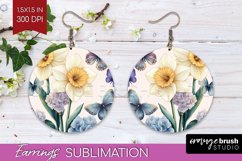 Spring Blossom Round Earrings - Flowers PNG Sublimation Product Image 1