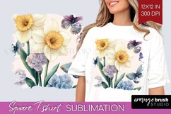 Spring Blossom Square Tshirt Background - Flowers PNG Product Image 1