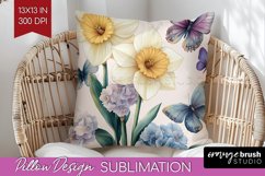 Spring Blossom Pillow Sublimation - Flowers Pillow Cover PNG Product Image 1