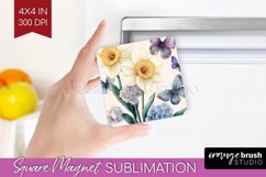 Spring Blossom Magnet Sublimation - Flowers Square Magnet Product Image 1